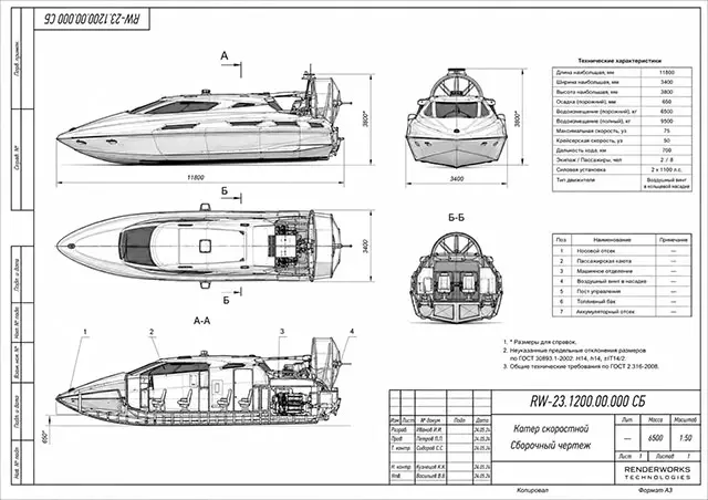 Boat technical blueprint