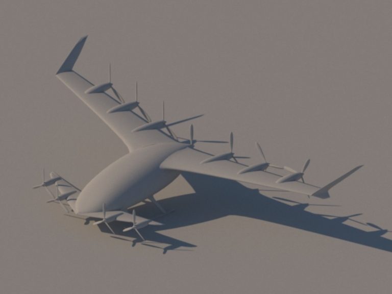 3D модель самолета с вертикальным взлетом и посадкой. Первый вариант​ 02