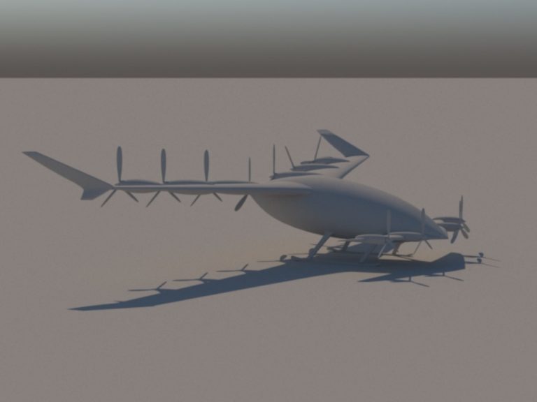 3D модель самолета с вертикальным взлетом и посадкой. Первый вариант​ 07