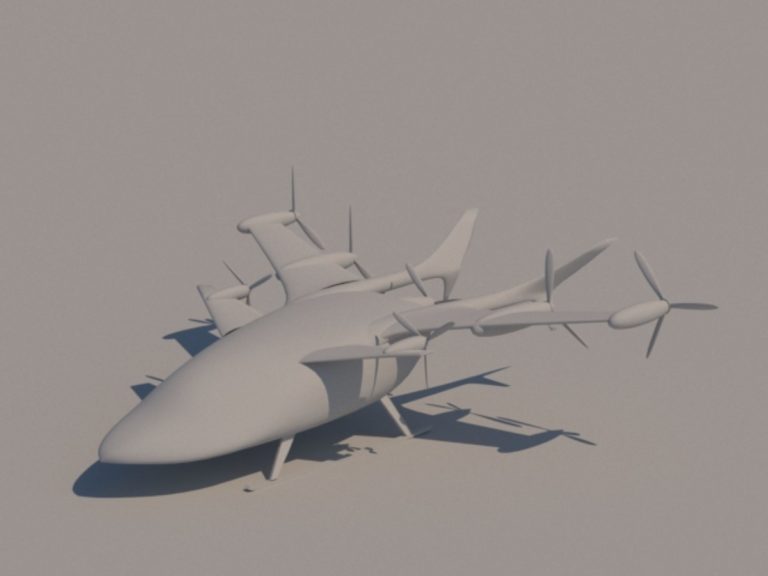 3D модель самолета с вертикальным взлетом и посадкой. Второй вариант​ 02