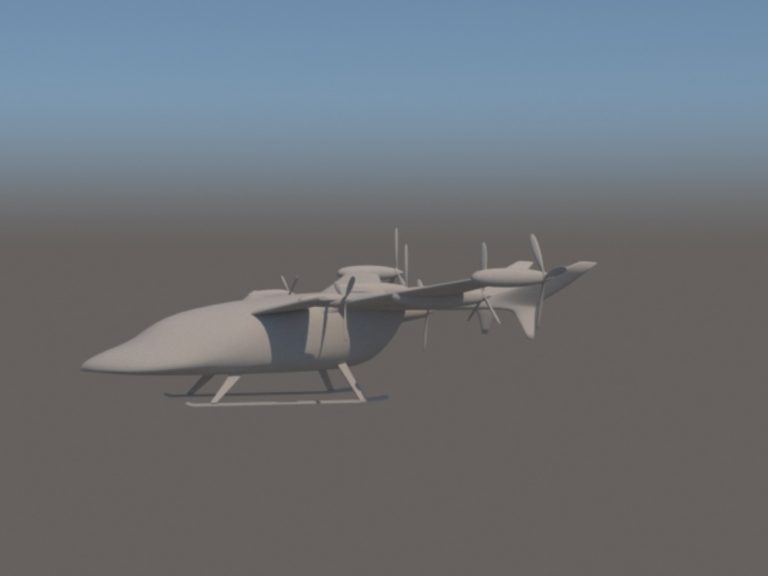 3D модель самолета с вертикальным взлетом и посадкой. Второй вариант​ 05