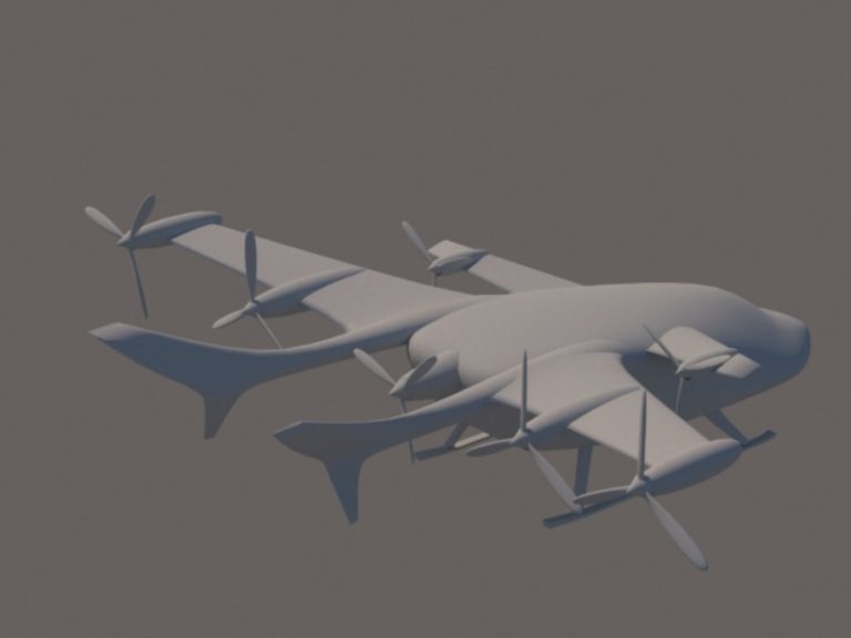 3D модель самолета с вертикальным взлетом и посадкой. Второй вариант​ 01