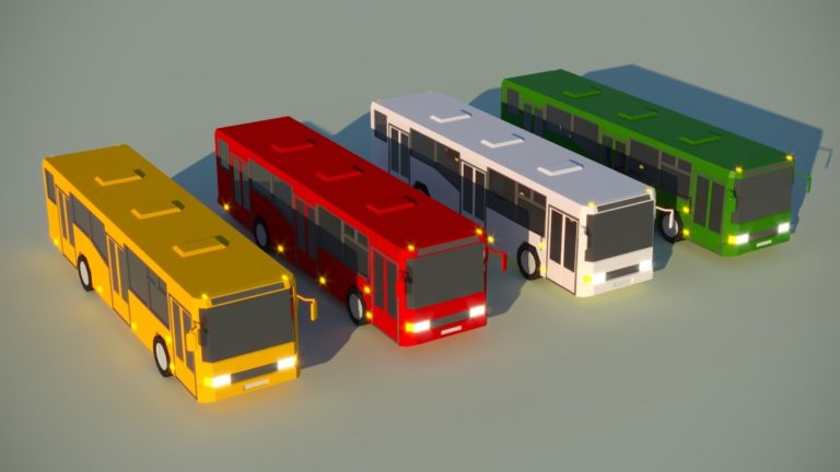 3D LOW-POLY модель автобусы