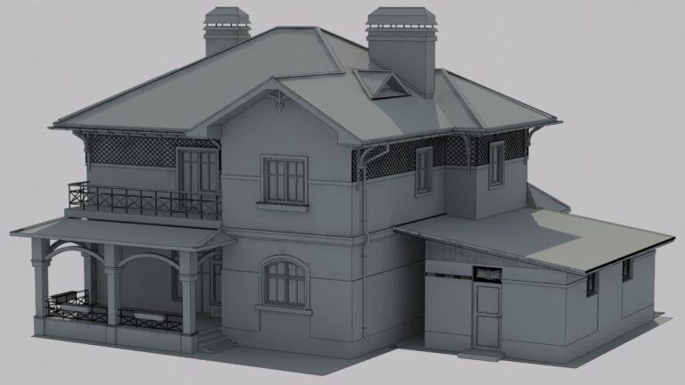 3D модель сетка коттеджа 212 м2​ 02