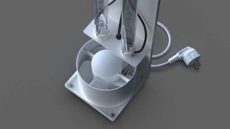 УФ-лампа вид на вентилятор внутри корпуса
