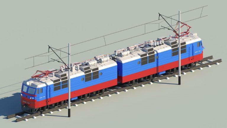 3D LOW-POLY модель ЖД локомотив