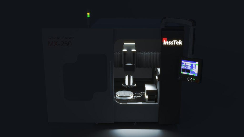 3D модель промышленного принтера вид в темноте