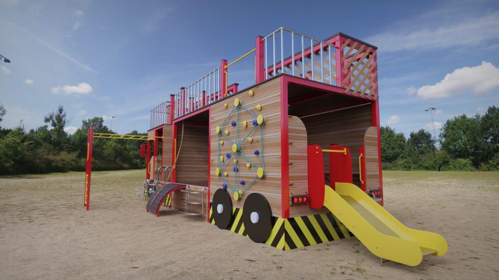 3D визуализация детского игрового комплекса ​пожарная машина 06