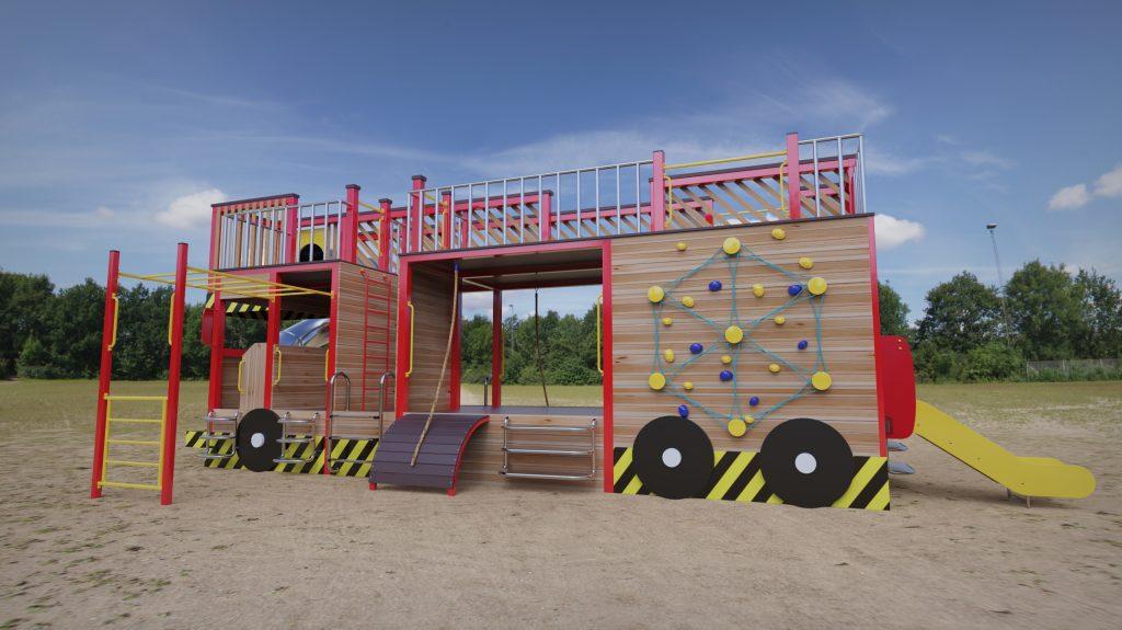 3D визуализация детского игрового комплекса ​пожарная машина 07