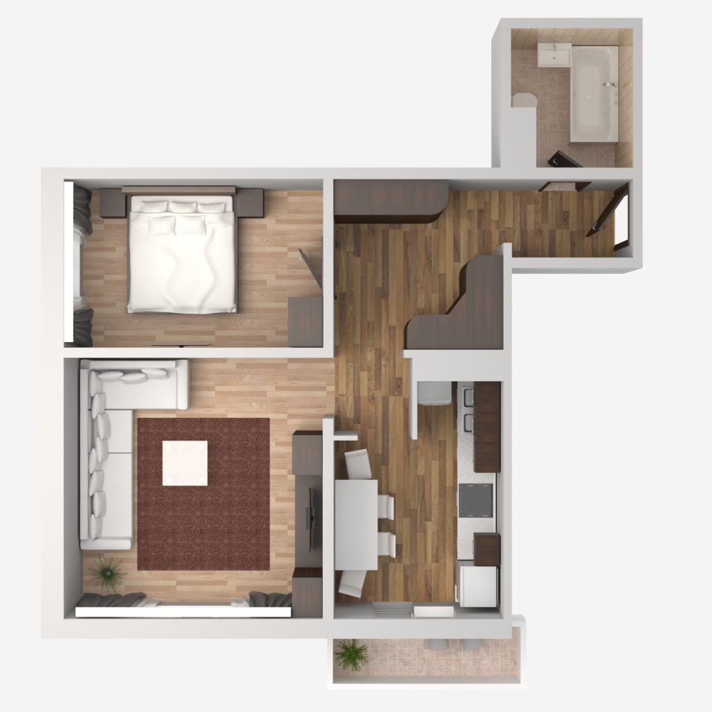 3D модель и визуализация планировки квартиры 02