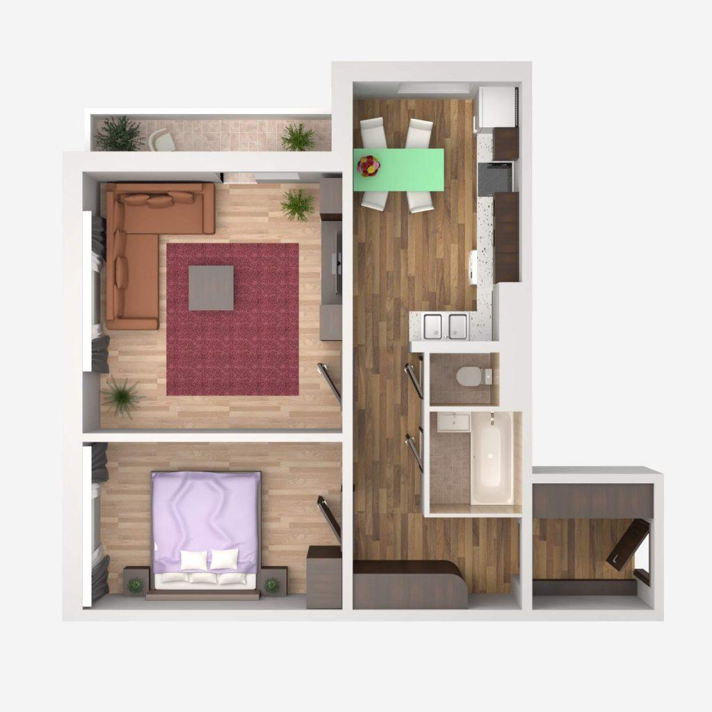 3D модель и визуализация планировки квартиры 03