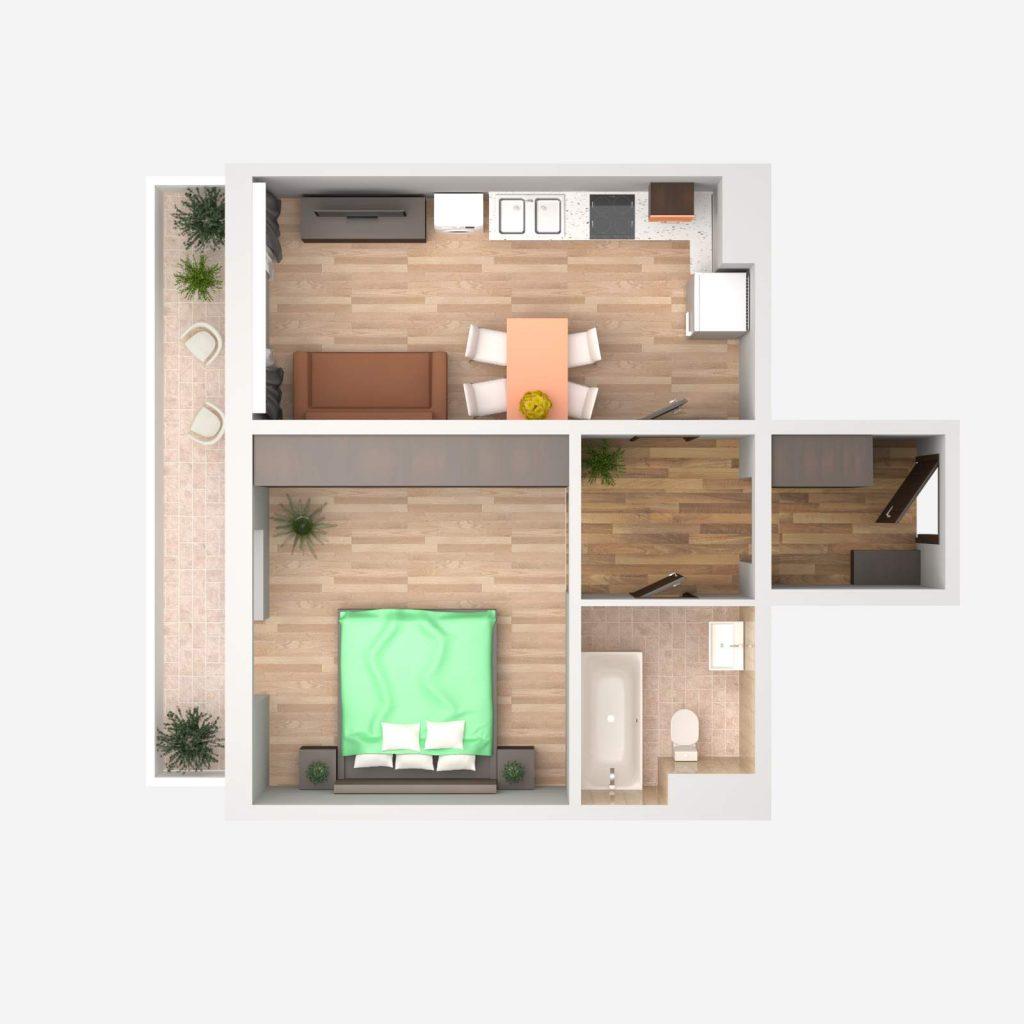 3D модель и визуализация планировки квартиры 04